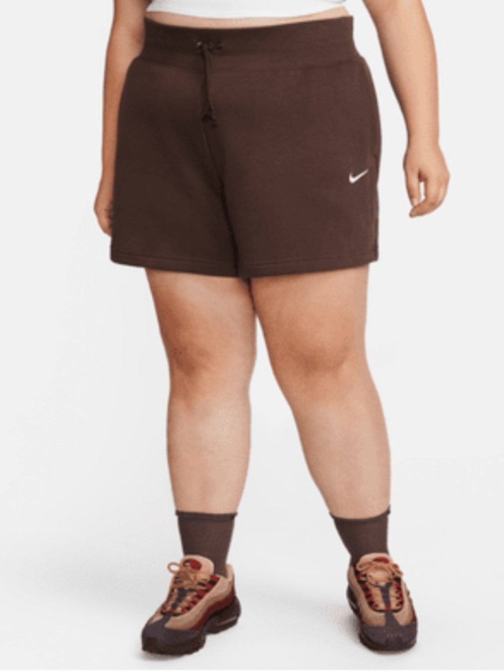 Nike brown plus size phoenix high waisted loose fleece shorts 3X